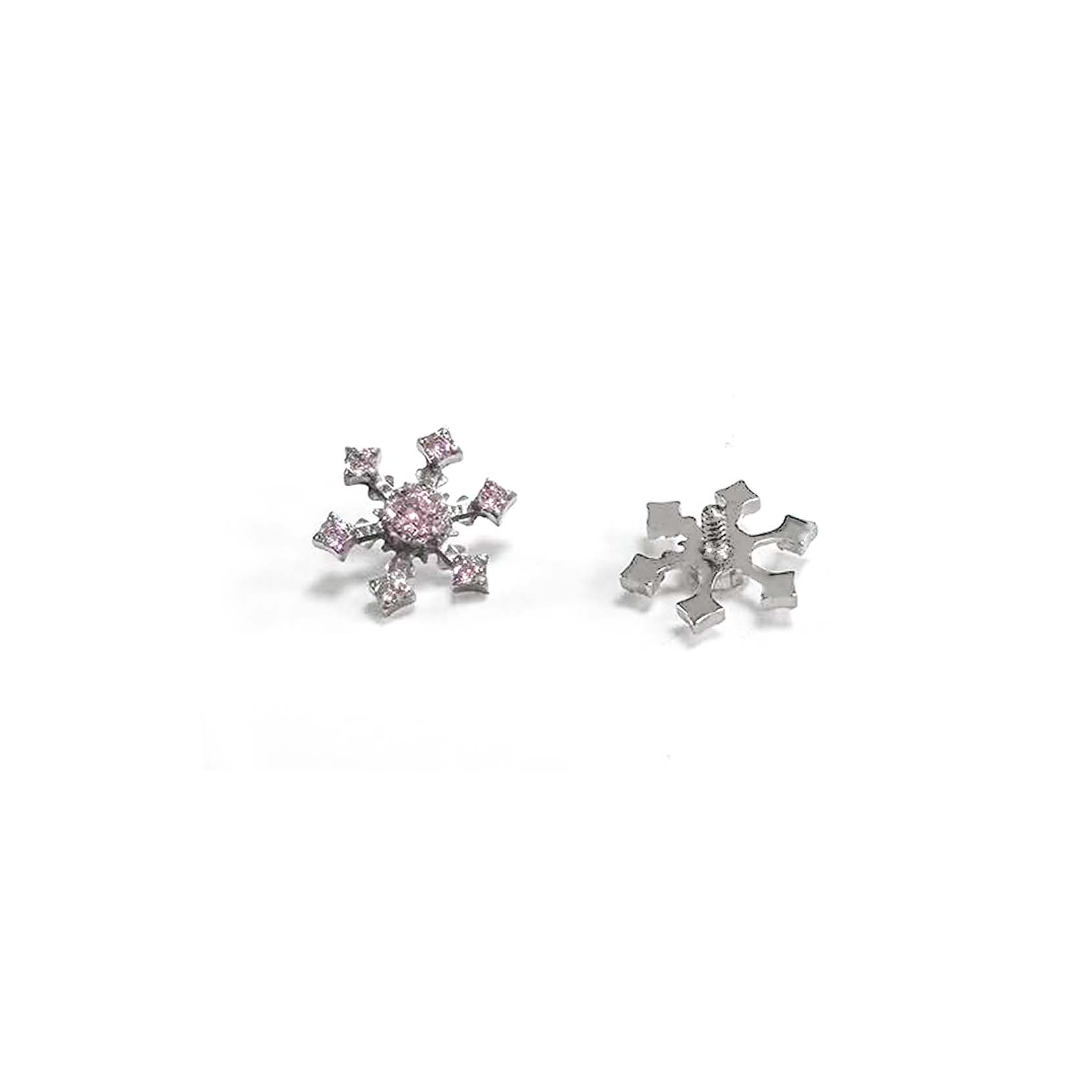 F136 Titanium Snowflake 2 Ear Stud Helix Cartilage Piercing