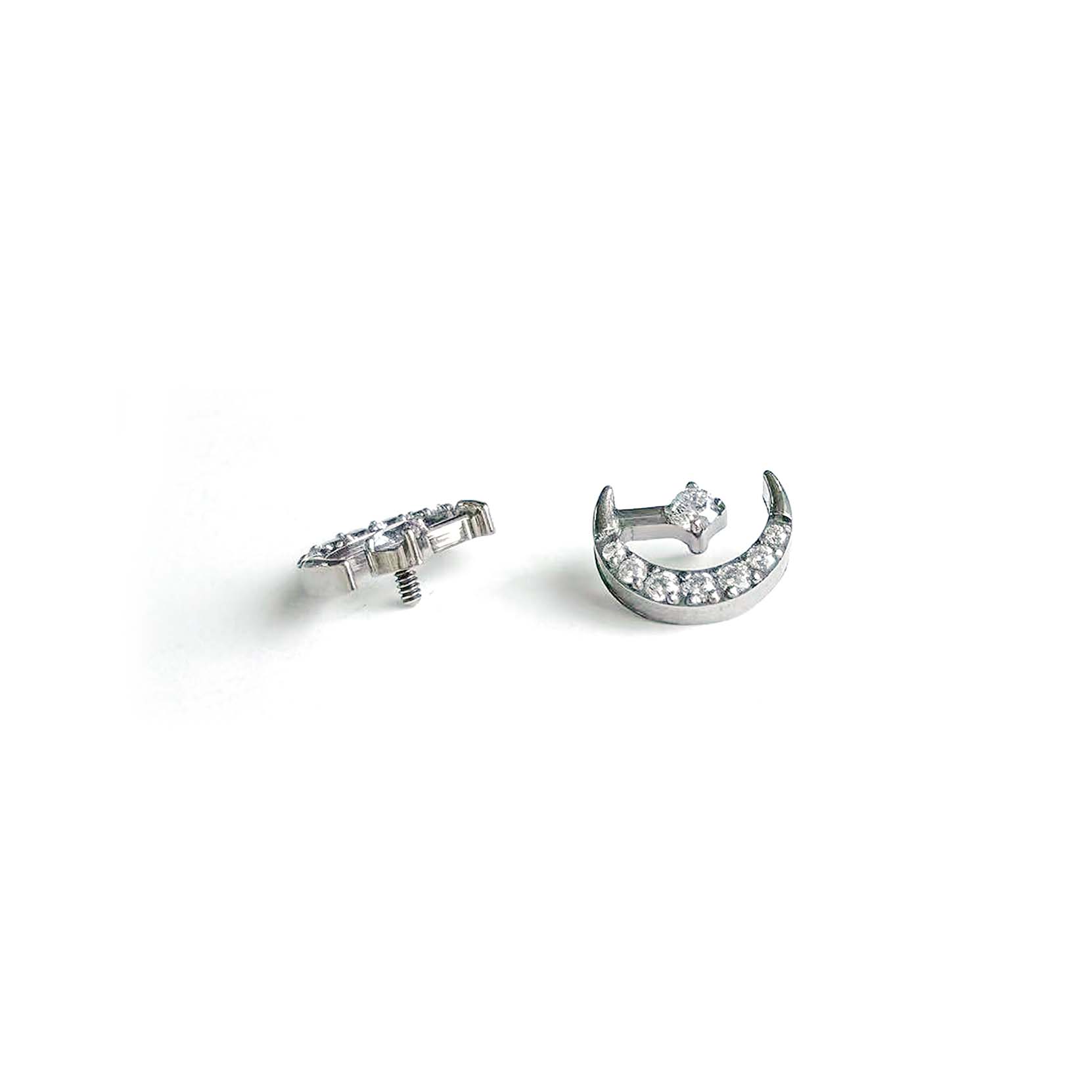 F136 Titanium Crescent CZ Ear Stud Helix Cartilage Piercing