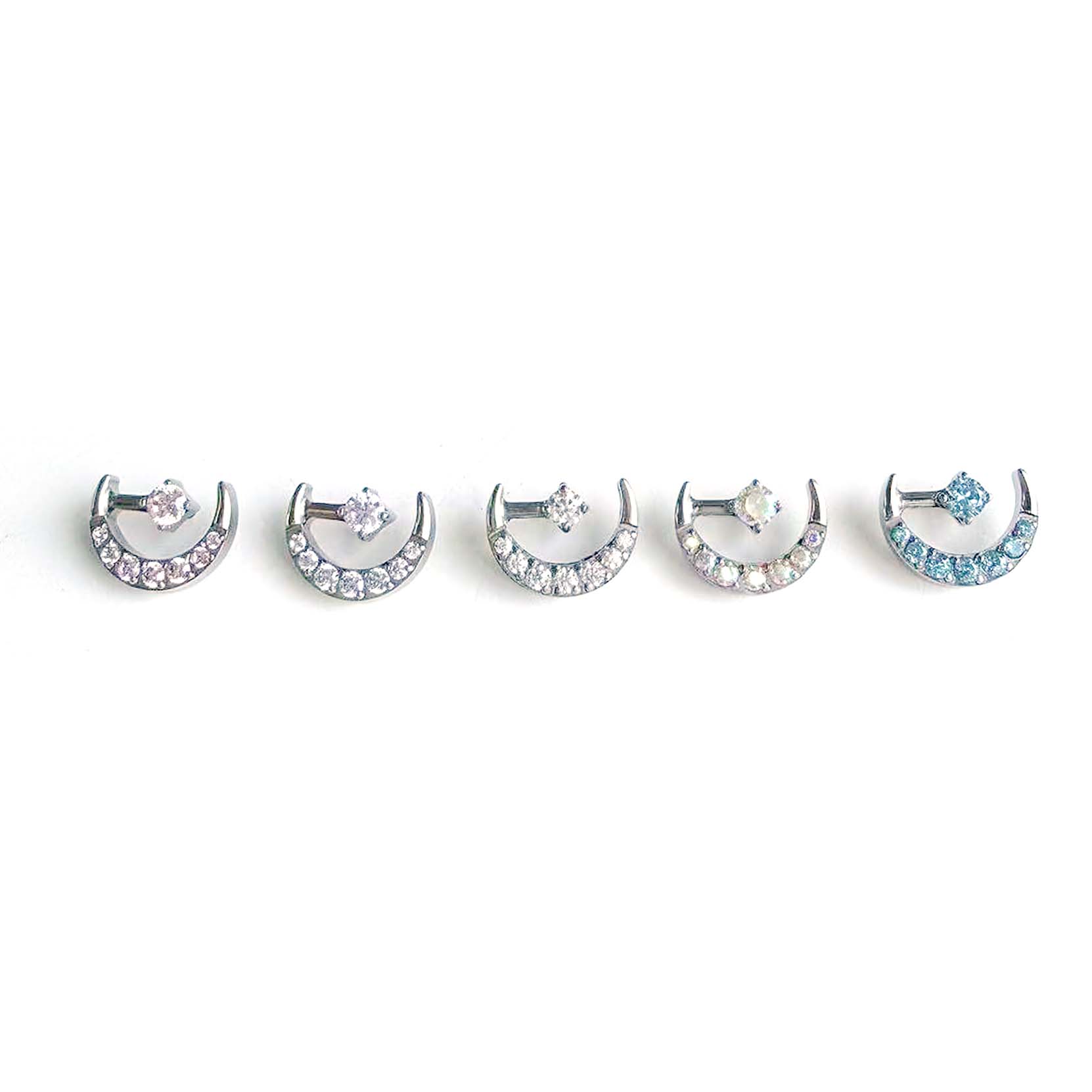 F136 Titanium Crescent CZ Ear Stud Helix Cartilage Piercing
