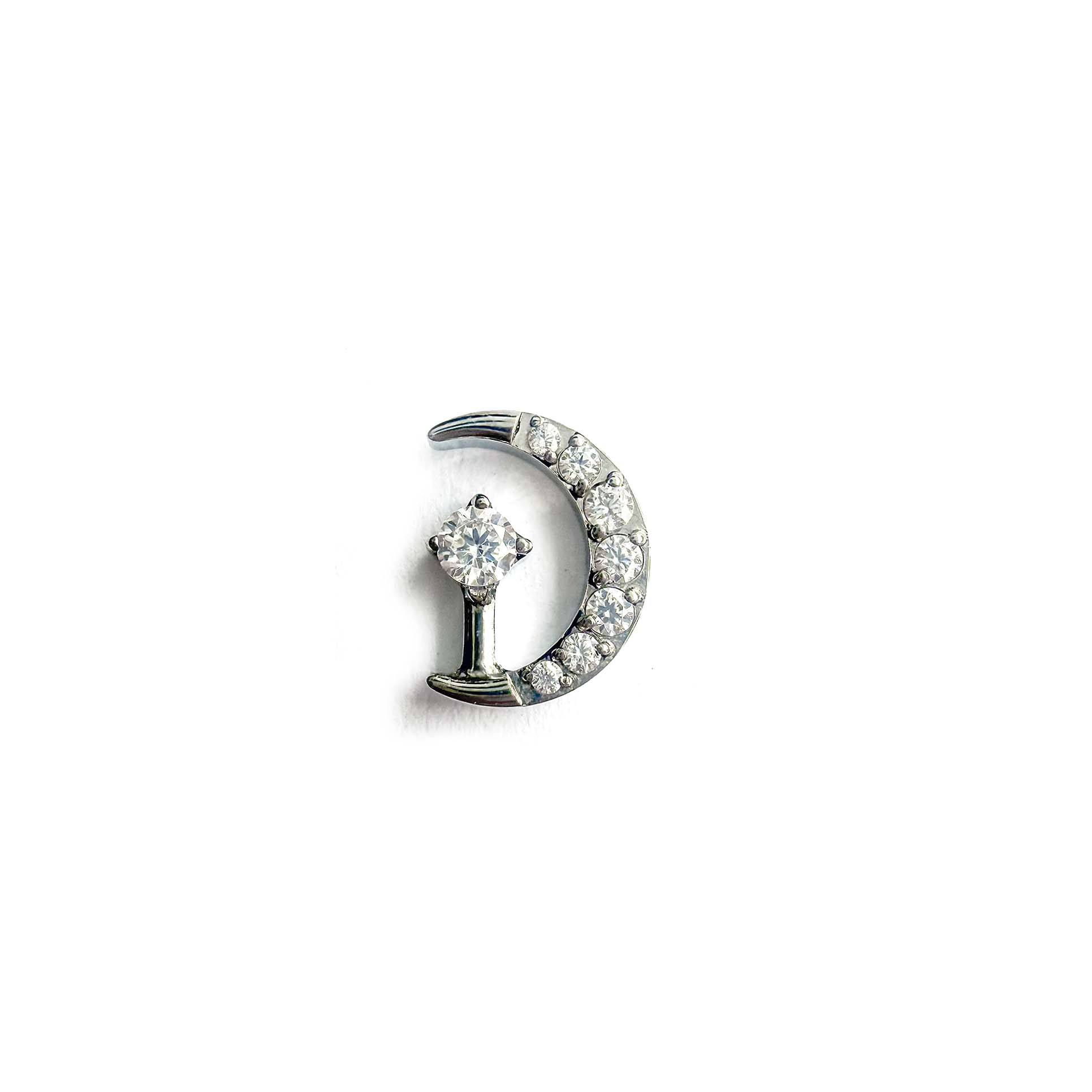 F136 Titanium Crescent CZ Ear Stud Helix Cartilage Piercing