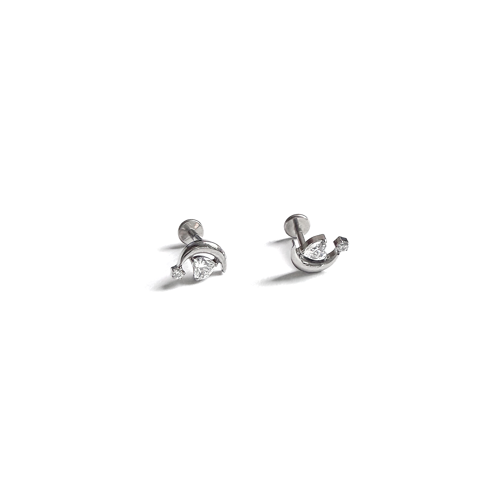 F136 Titanium Heart Crescent Ear Stud Helix Cartilage Piercing