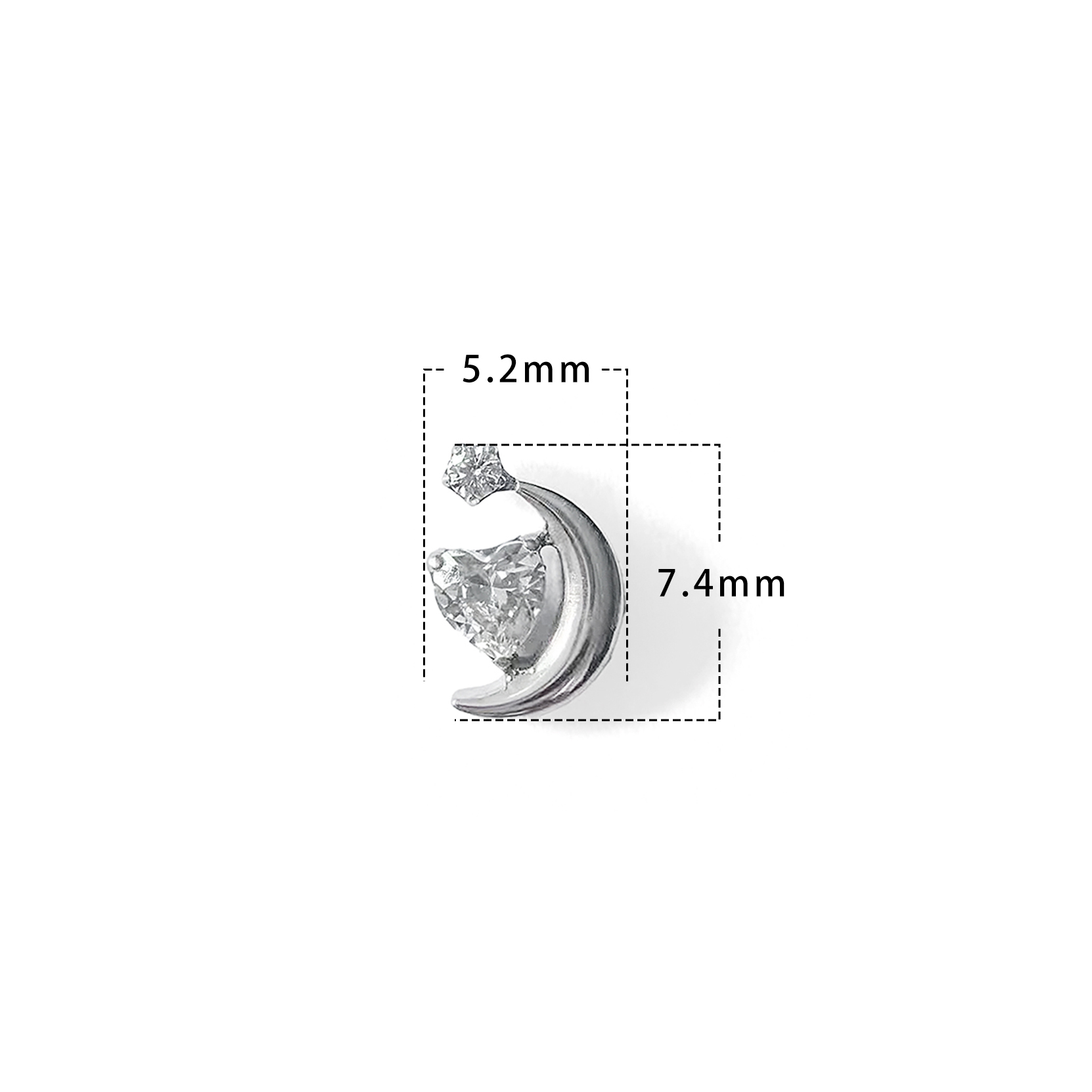 F136 Titanium Heart Crescent Ear Stud Helix Cartilage Piercing