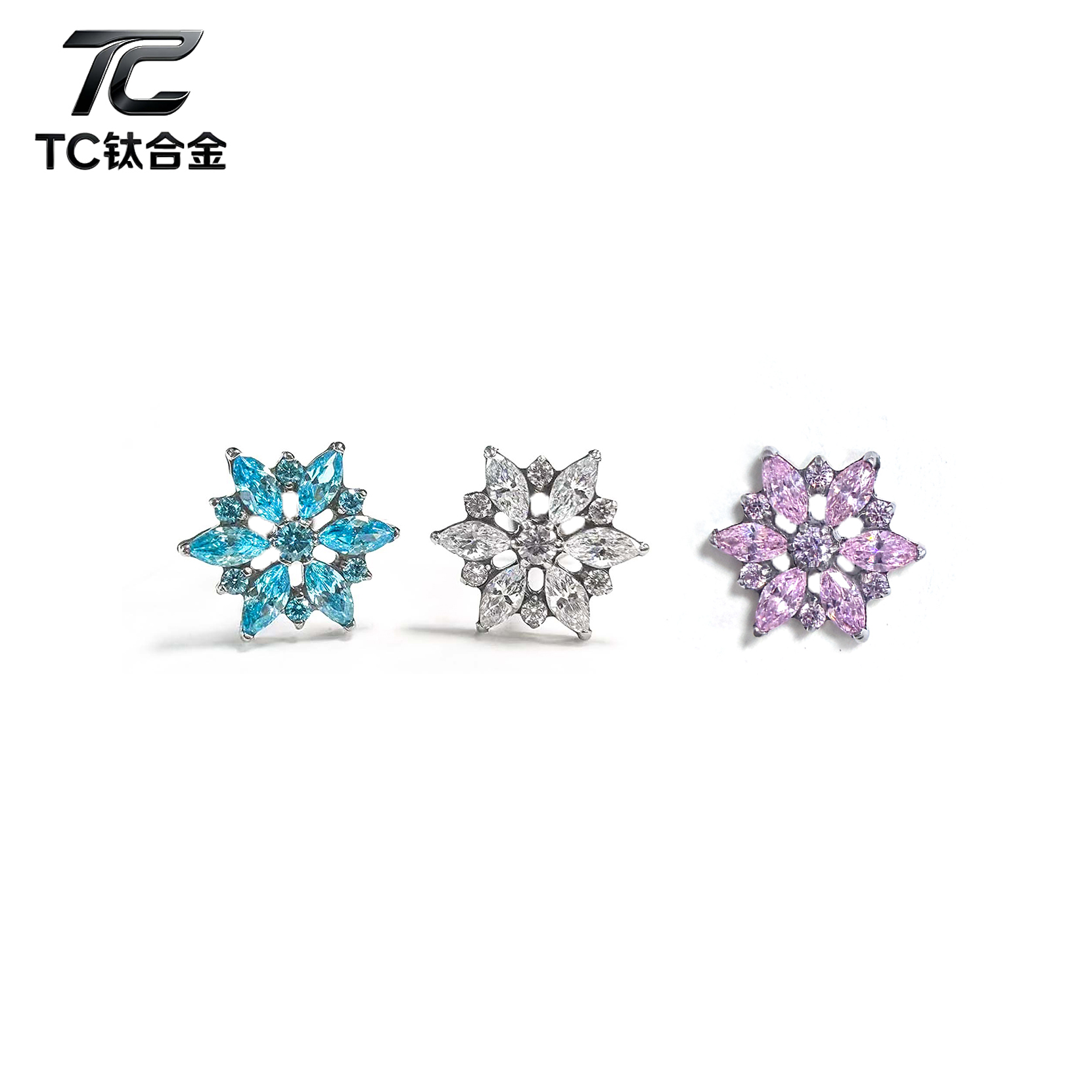 F136 Titanium Snowflake Ear Stud Helix Cartilage Piercing