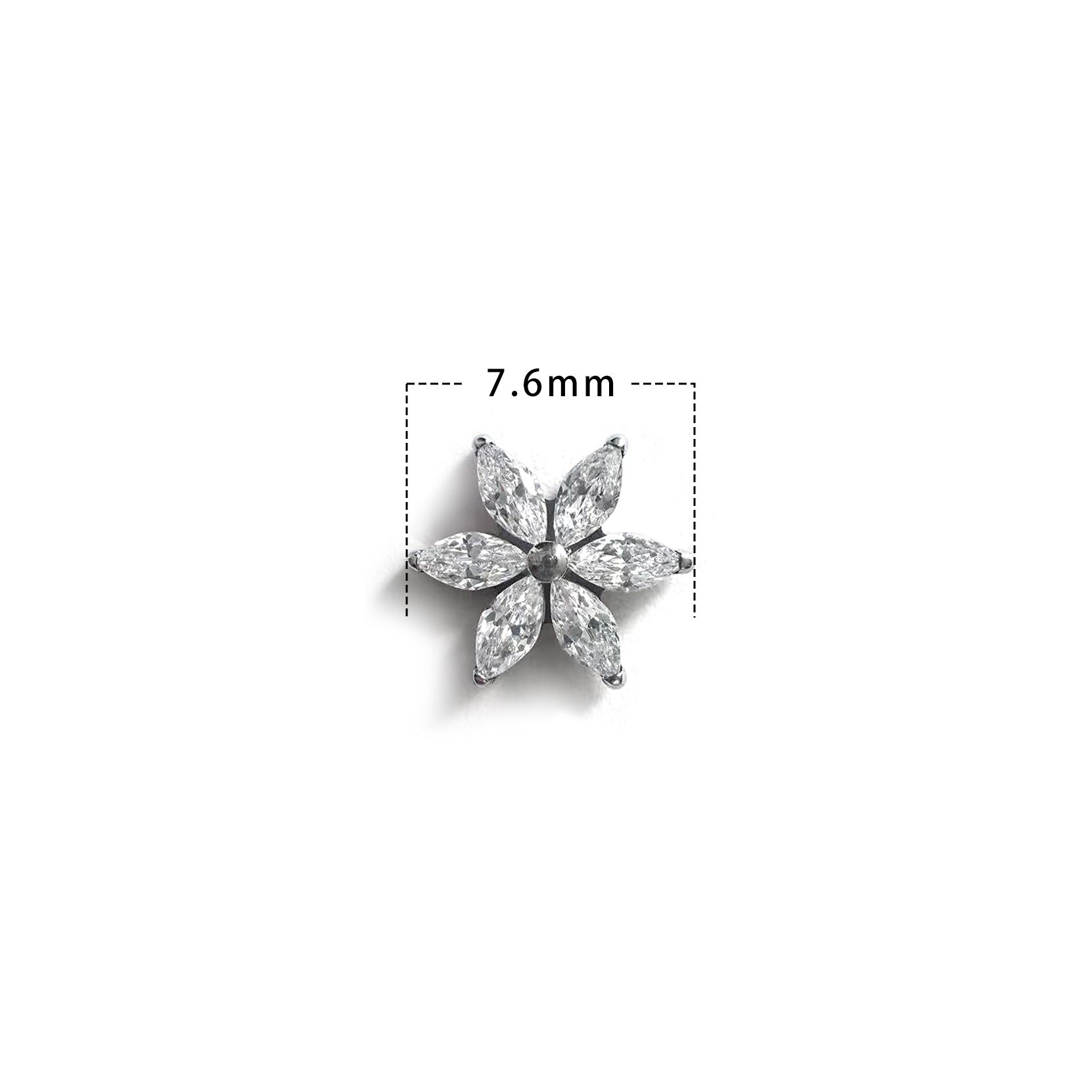 F136 Titanium 6-Marquise Flower Ear Stud Helix Cartilage Piercing