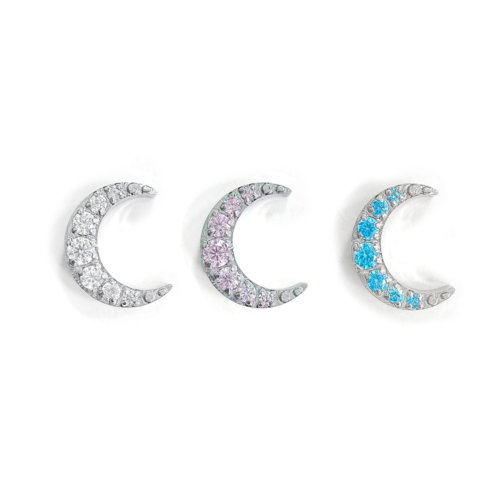 F136 Titanium Paved Moon Ear Stud Helix Cartilage Piercing