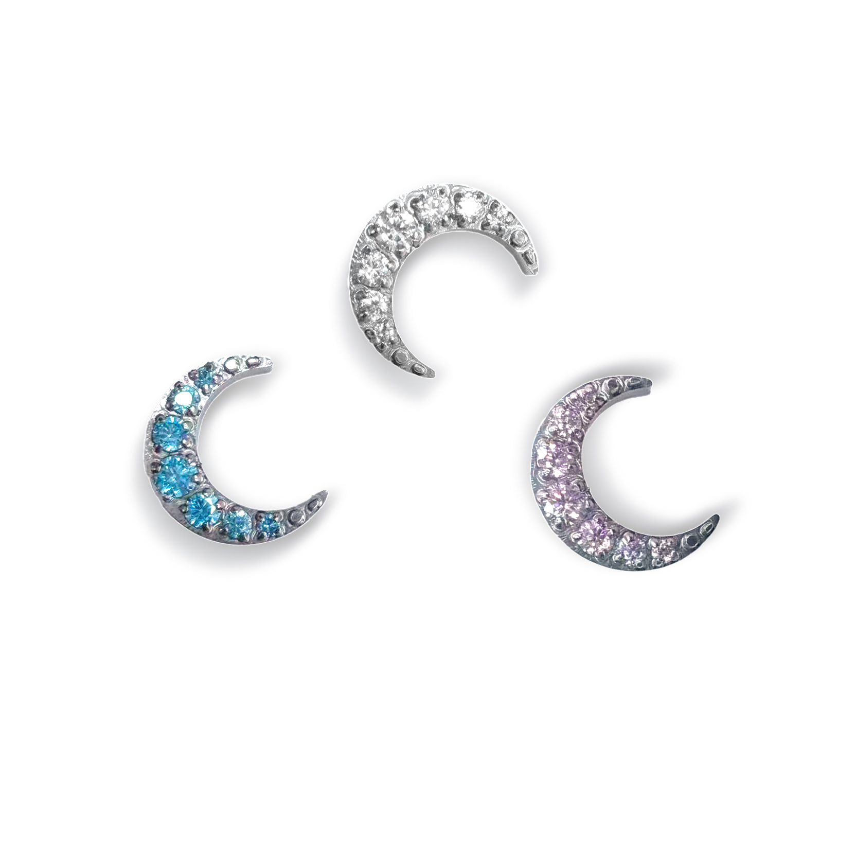 F136 Titanium Paved Moon Ear Stud Helix Cartilage Piercing