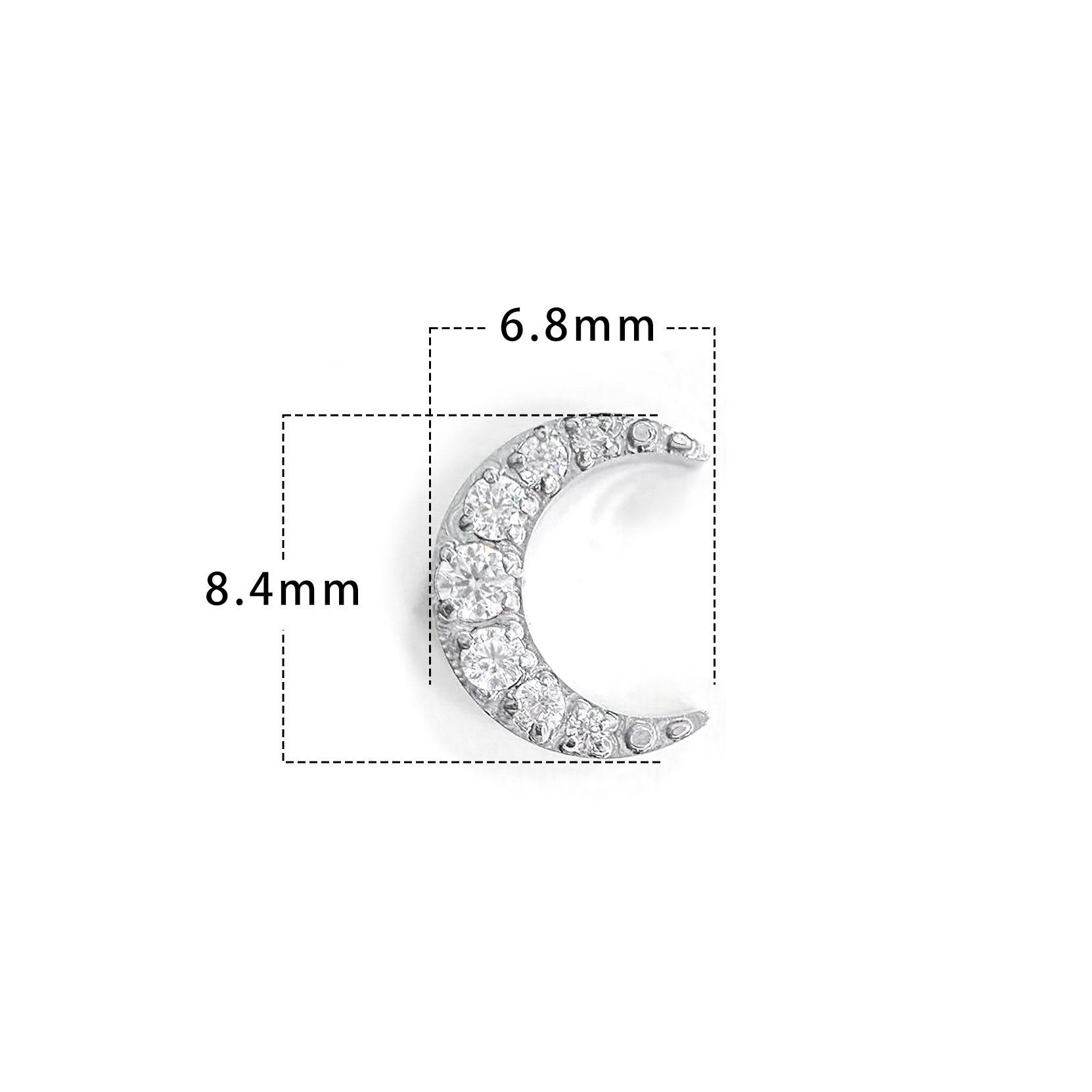 F136 Titanium Paved Moon Ear Stud Helix Cartilage Piercing