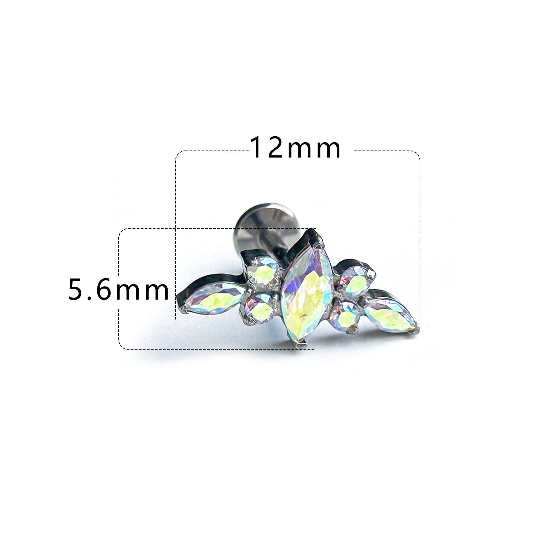 F136 Titanium Marquise Flower Ear Stud Helix Cartilage Piercing