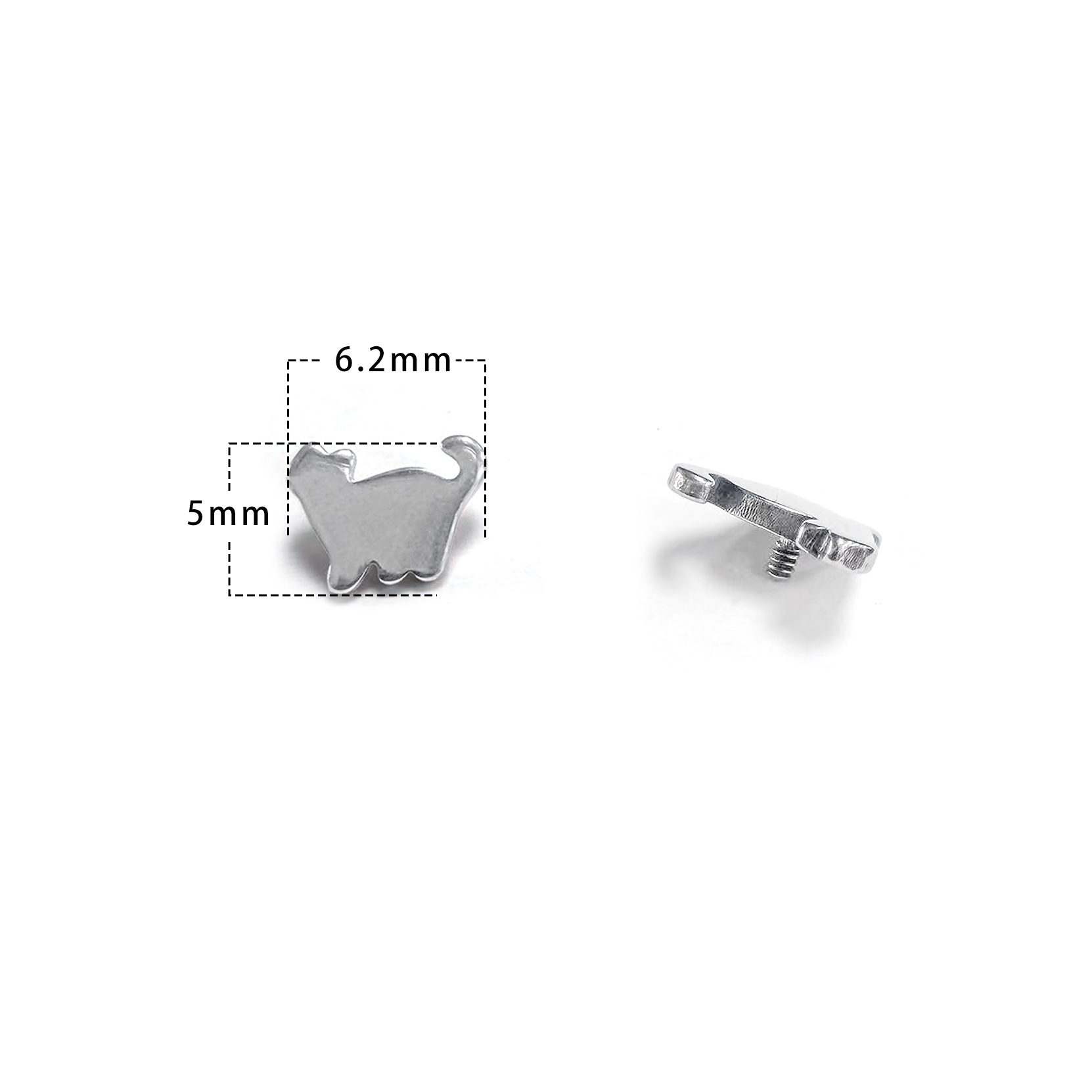F136 Titanium Kitty Cat Ear Stud Helix Cartilage Piercing