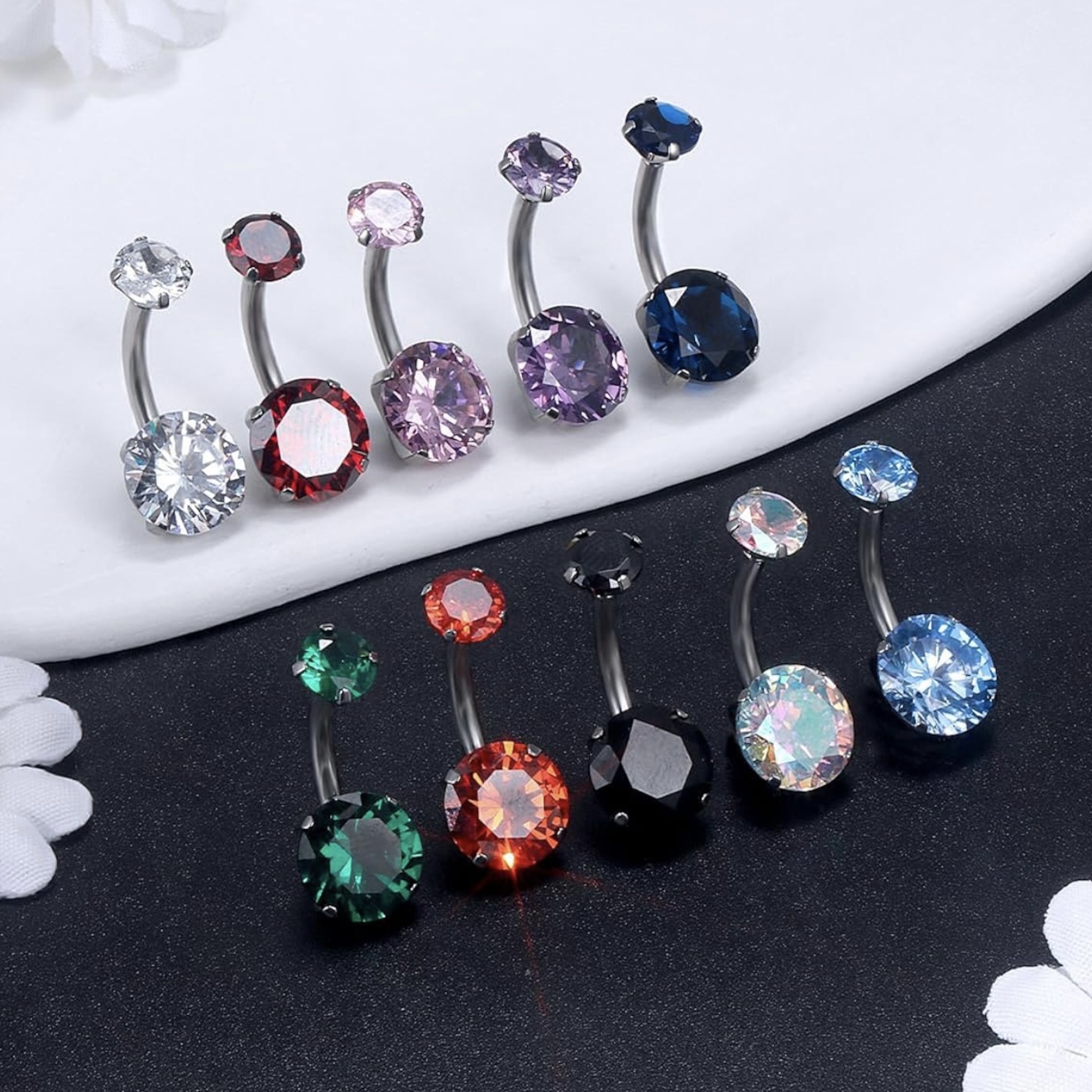 F136 Titanium 4-Prong Navel Ring Belly Button Piercing