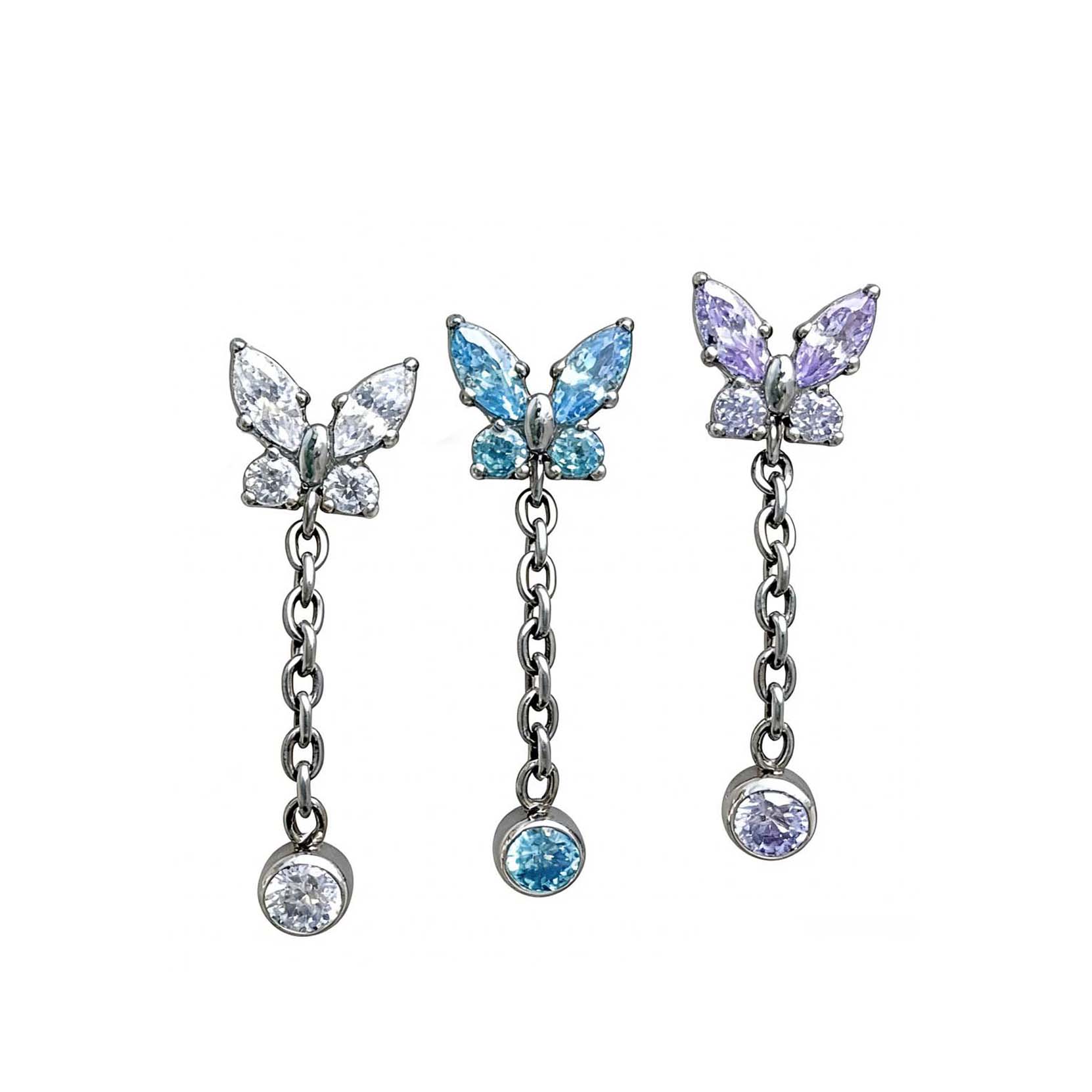 F136 Titanium Butterfly Pendant Ear Stud Helix Cartilage Piercing