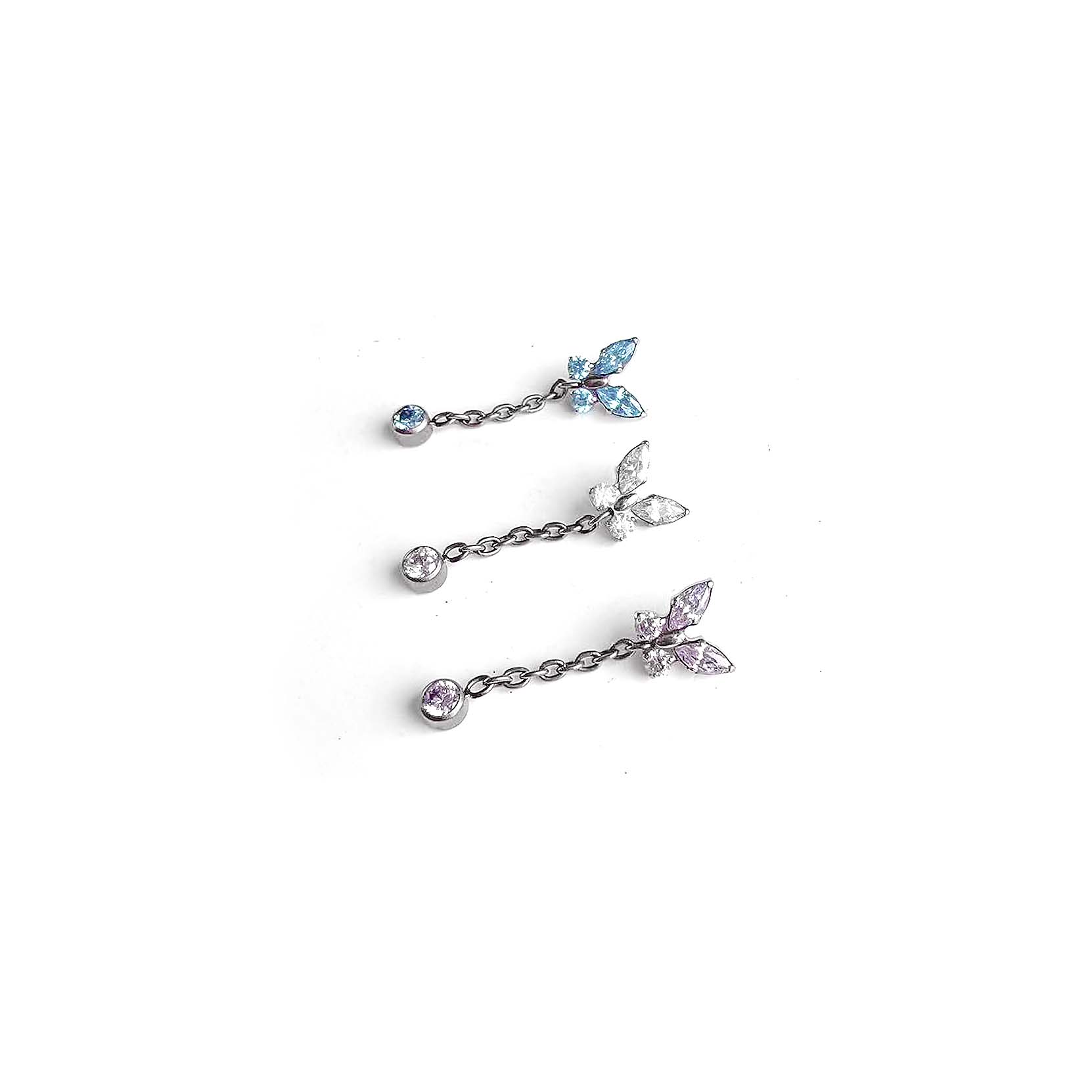 F136 Titanium Butterfly Pendant Ear Stud Helix Cartilage Piercing