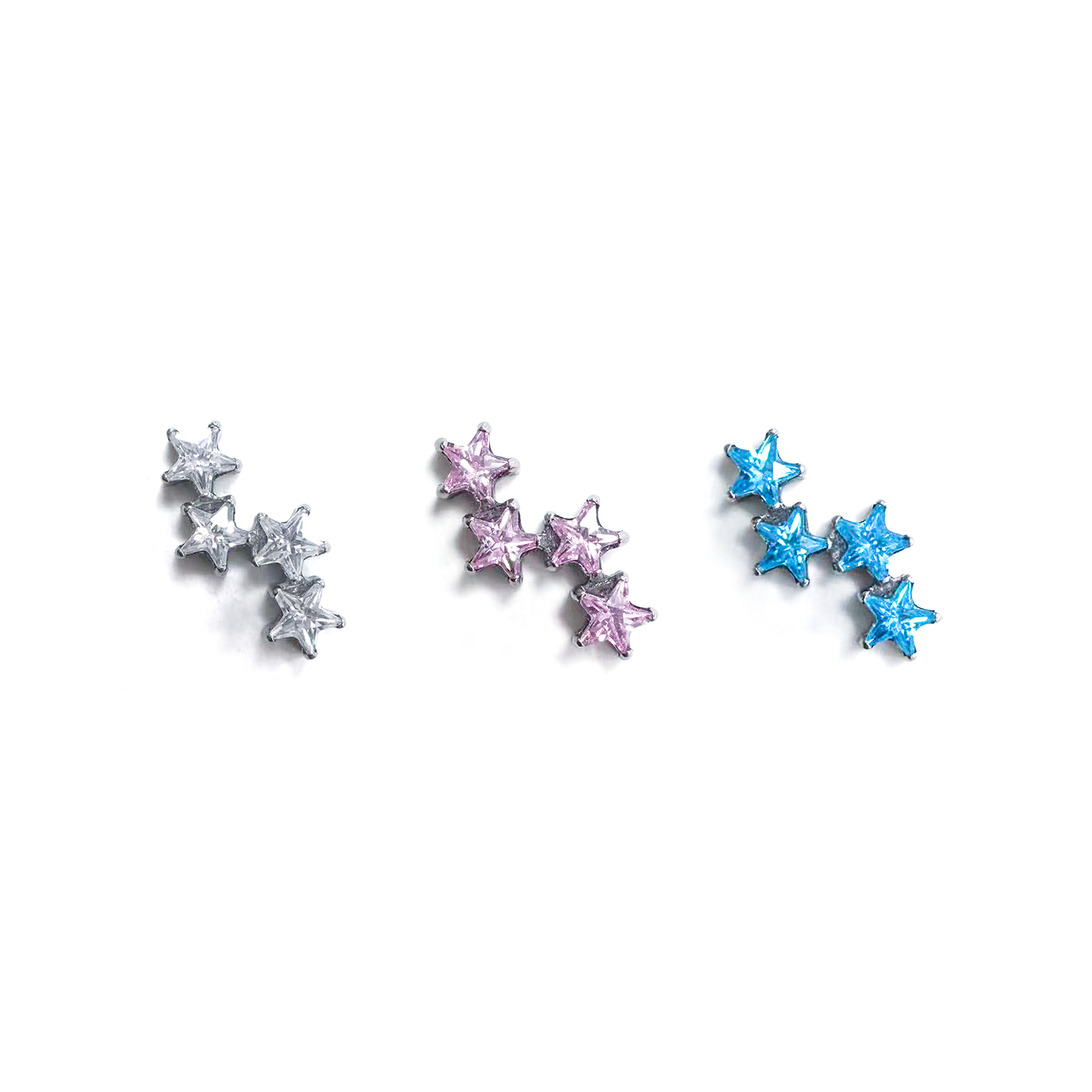 F136 Titanium 4-Star Cluster Ear Stud Helix Cartilage Piercing