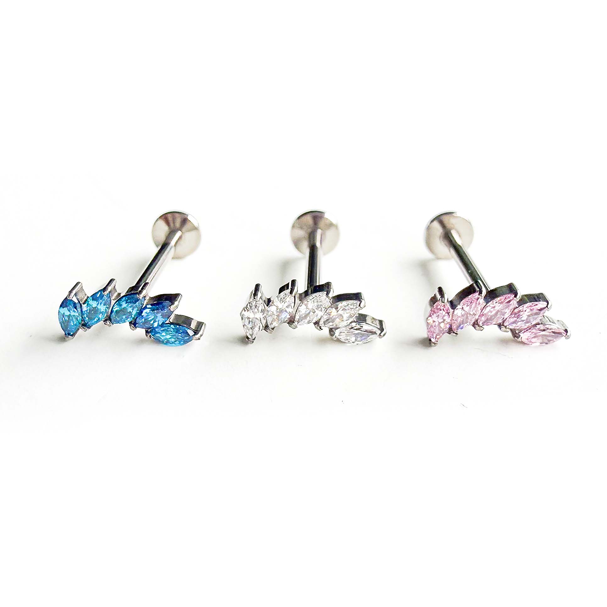 F136 Titanium Willow Leaf Ear Stud Helix Cartilage Piercing