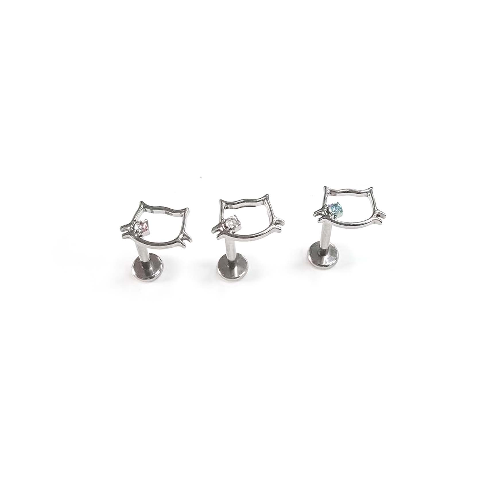 F136 Titanium Kitty Cat 1 Ear Stud Helix Cartilage Piercing