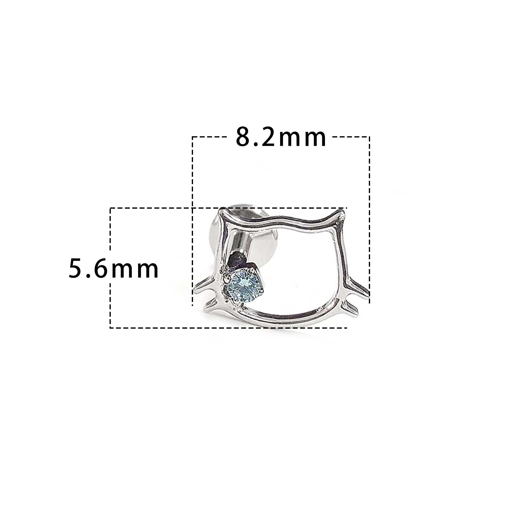 F136 Titanium Kitty Cat 1 Ear Stud Helix Cartilage Piercing