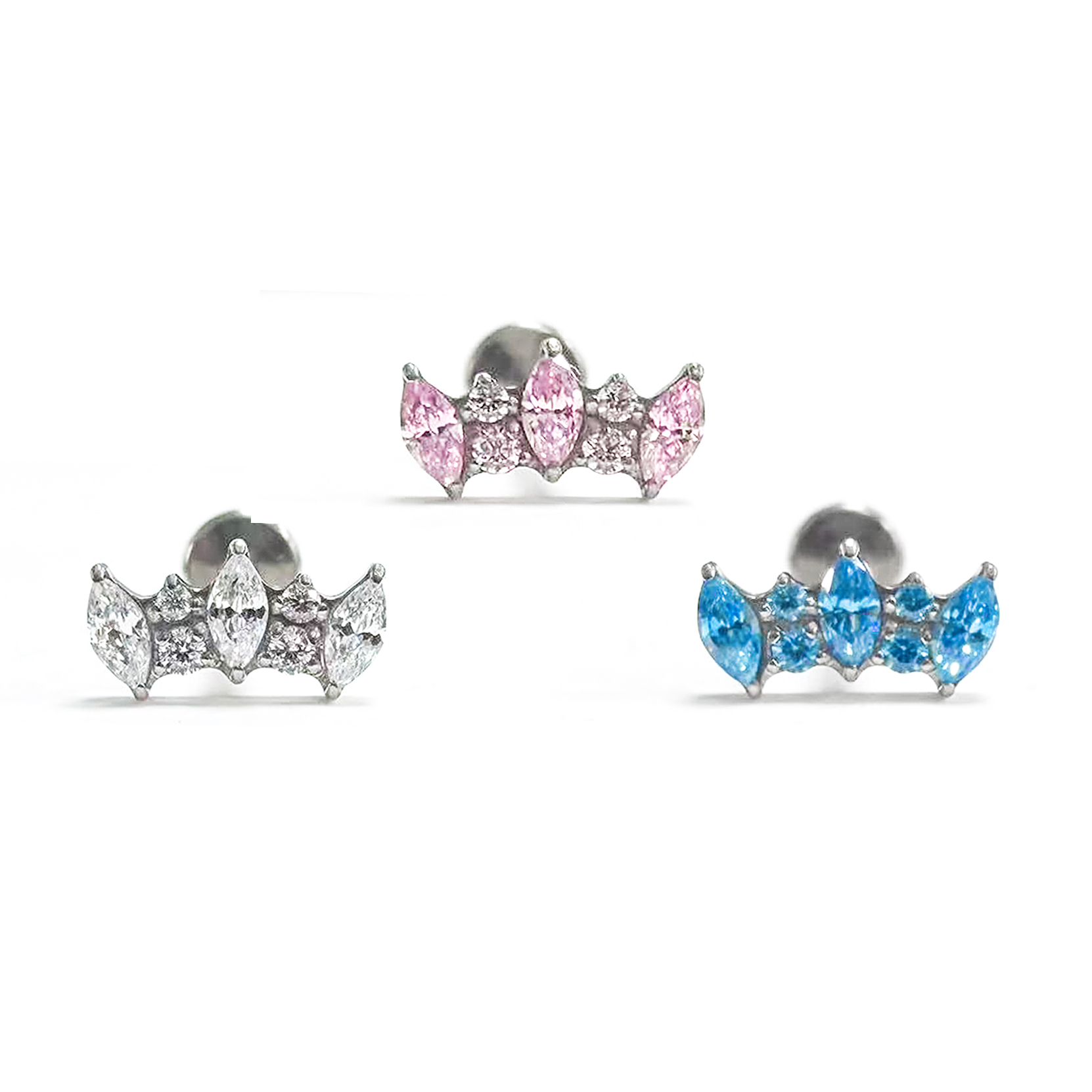 F136 Titanium Marquise Crown Ear Stud Helix Cartilage Piercing