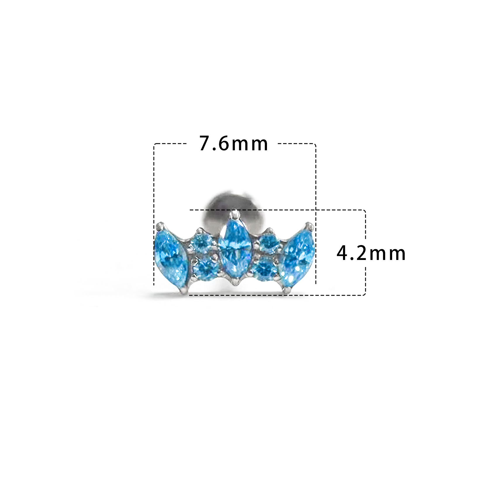 F136 Titanium Marquise Crown Ear Stud Helix Cartilage Piercing