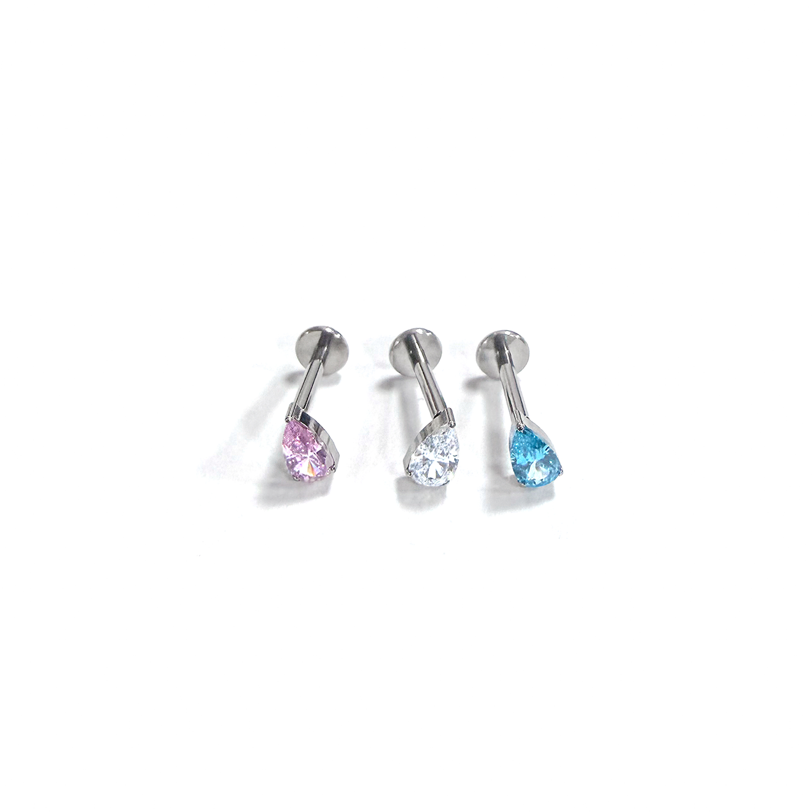 F136 Titanium Paved Teardrop Ear Stud Helix Cartilage Piercing
