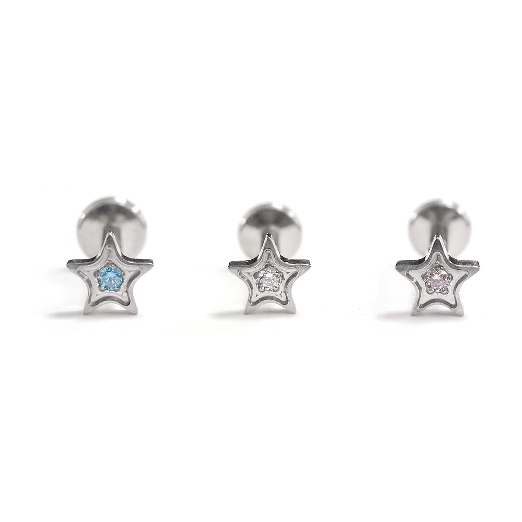 F136 Titanium Pentagram Ear Stud Helix Cartilage Piercing