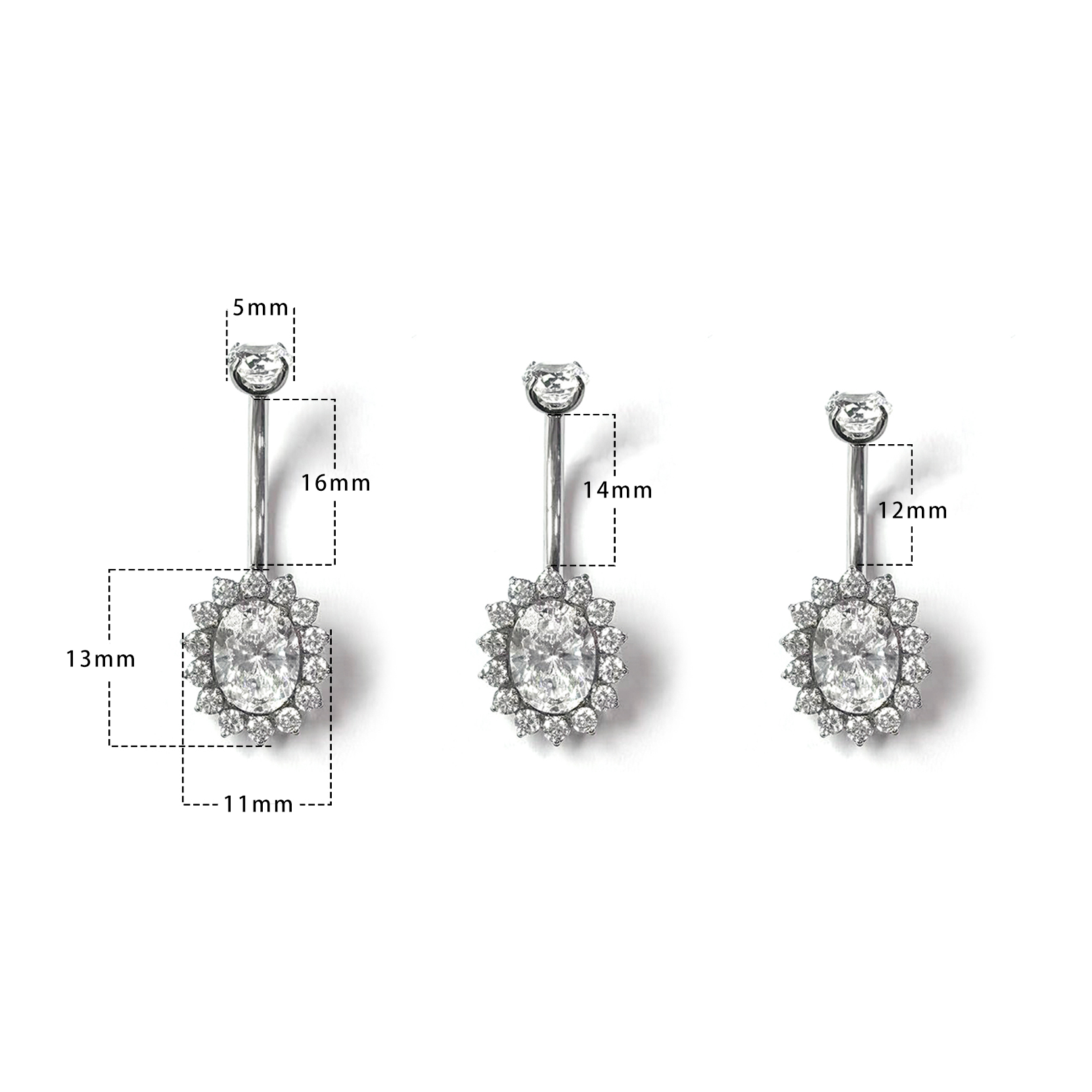 F136 Titanium Oval Navel Ring Belly Button Piercing
