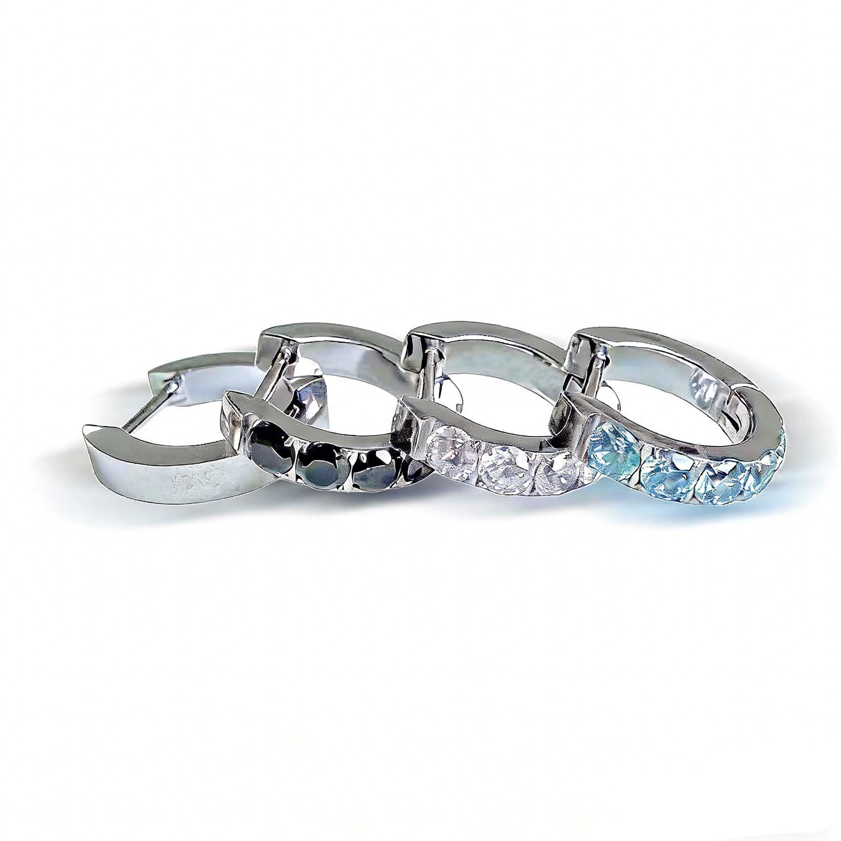F136 Titanium D-Shape Half CZ Hoop 1 Ear Stud Helix Cartilage Piercing