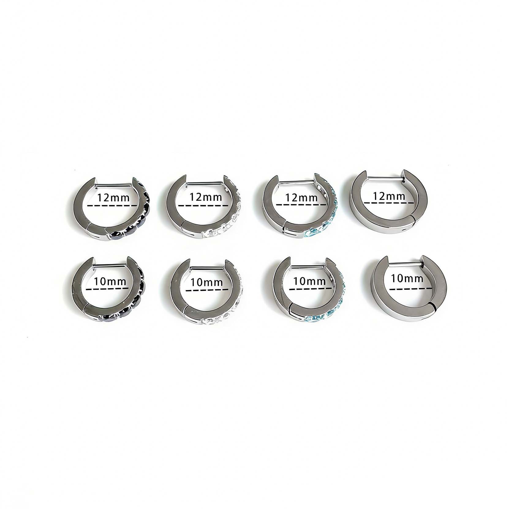 F136 Titanium D-Shape Half CZ Hoop 1 Ear Stud Helix Cartilage Piercing